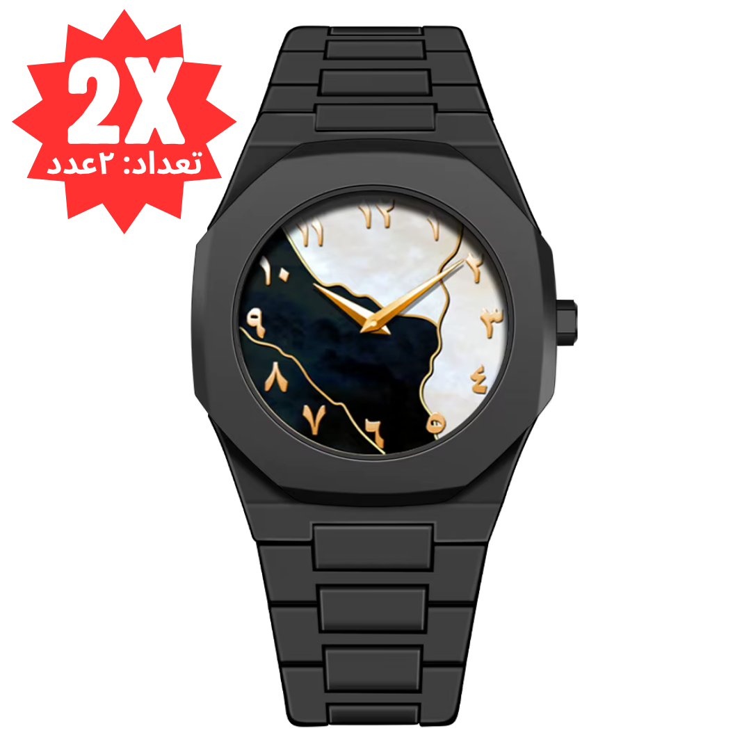 ساعت-مینیمال-اعداد-فارسی-سیاه-با-اعداد-مشکی-و-تم-سیاه